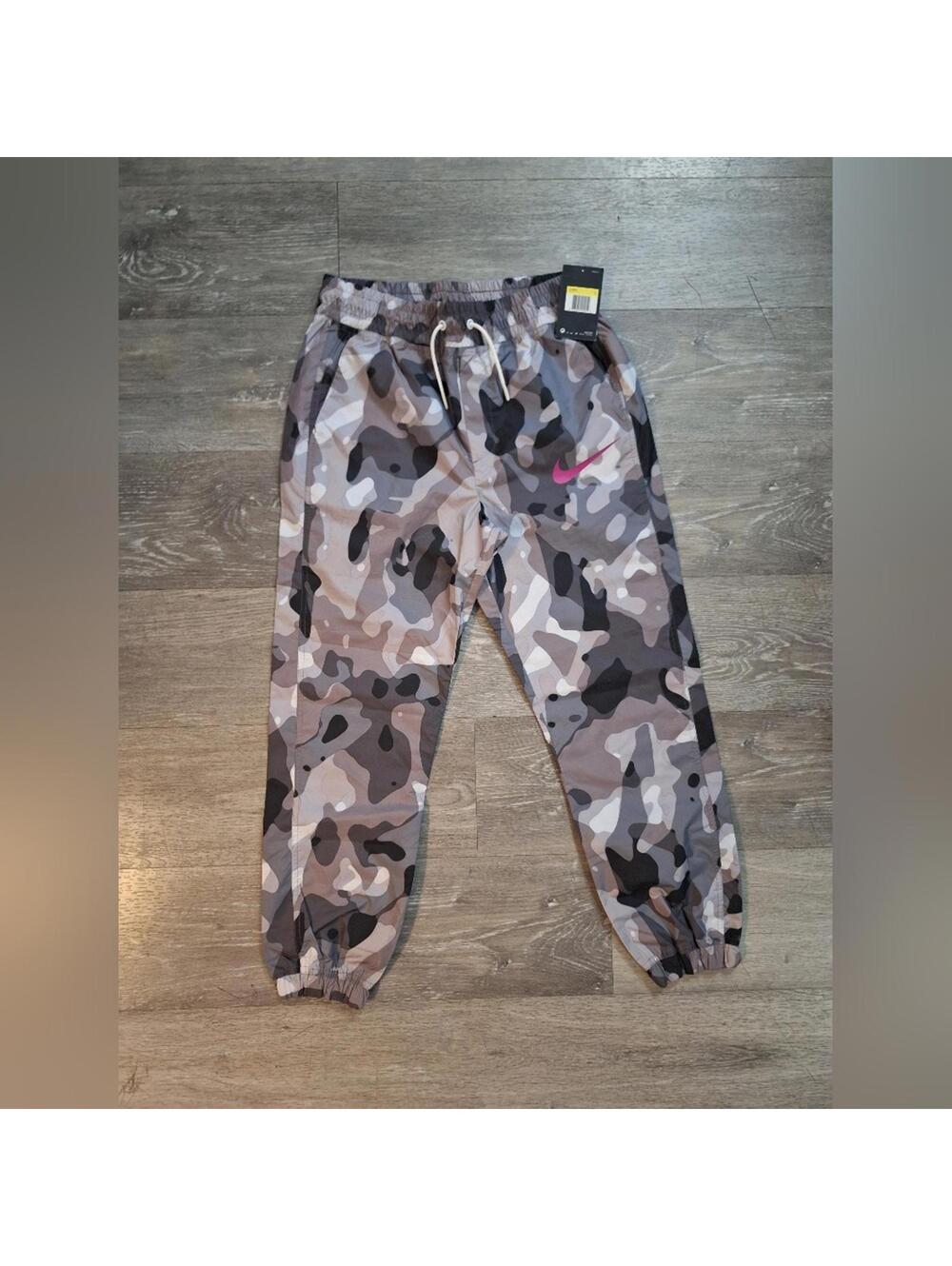 Nike Gray Camo Light Track Jogger Pants Pink Swoosh, Sample Item!! Rare Gorp NWT
